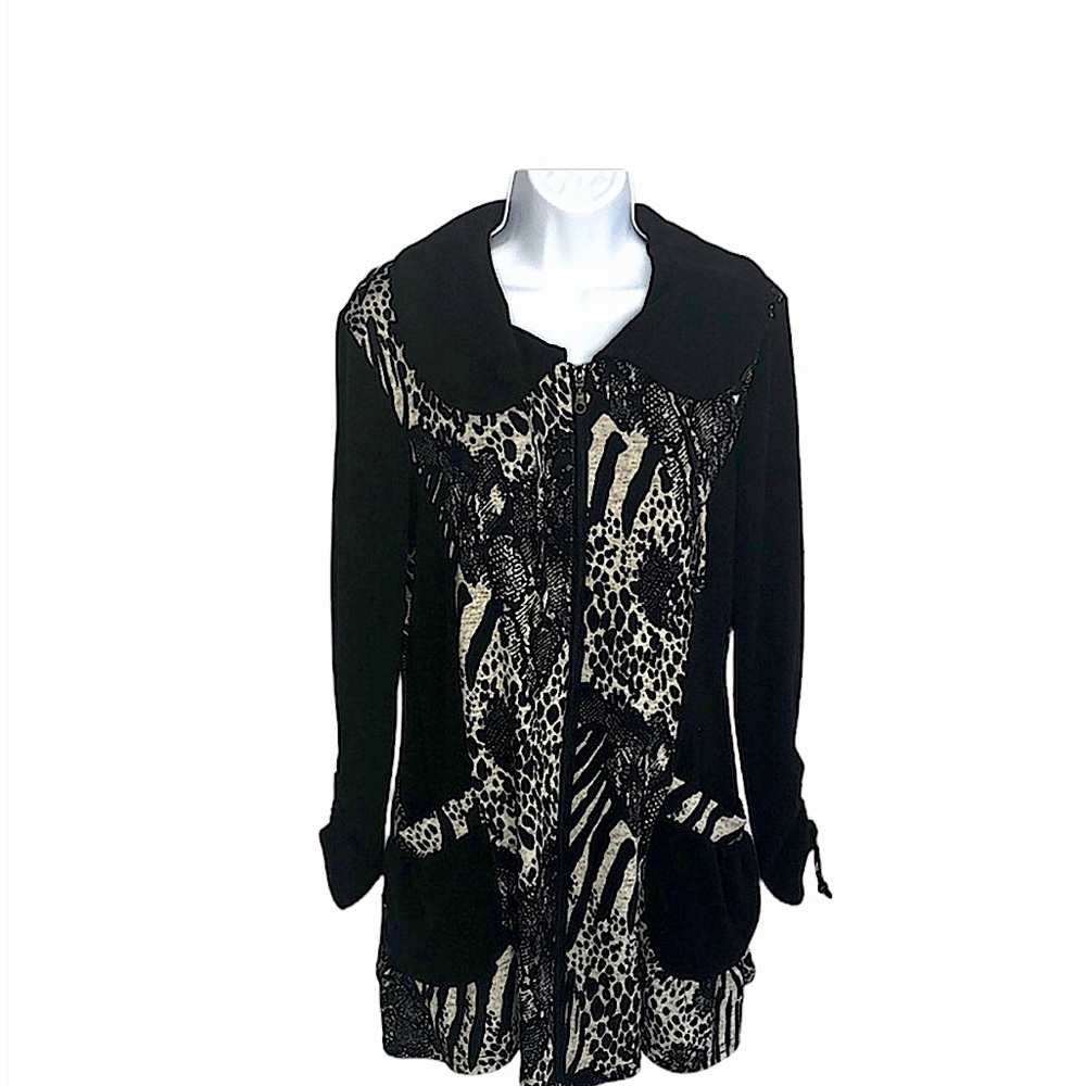 Michael Taylor Zip Front Black & Gray Jacket M